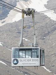 Image showing LES DIABLERETS, SWIZTERLAND - JULY 22: Ski lift to area Glacier 