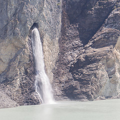 Image showing Waterfall at Lake Dix - Dam Grand Dixence - Switzerland