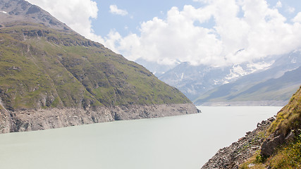 Image showing The green waters of Lake Dix - Dam Grand Dixence - Switzerland