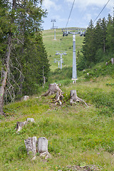 Image showing Chairlift on a mountain