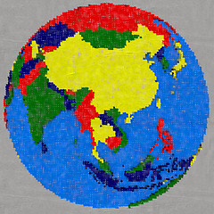 Image showing Drawing of southeast Asia on Earth