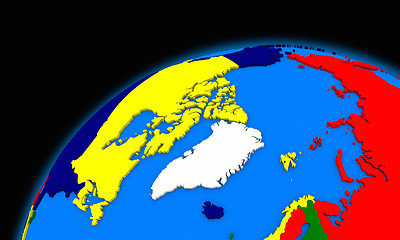 Image showing Arctic north polar region on planet Earth political map