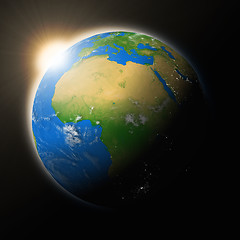 Image showing Sun over Africa on planet Earth