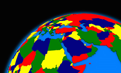 Image showing middle east region on planet Earth political map