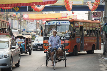 Image showing ASIA THAILAND BANGKOK NOTHABURI TRANSORT BICYCLE TAXI