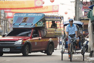 Image showing ASIA THAILAND BANGKOK NOTHABURI TRANSORT BICYCLE TAXI