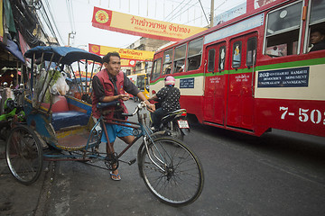 Image showing ASIA THAILAND BANGKOK NOTHABURI TRANSORT BICYCLE TAXI