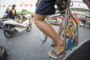 Image showing ASIA THAILAND BANGKOK NOTHABURI TRANSORT BICYCLE TAXI