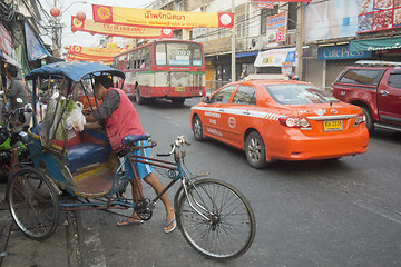 Image showing ASIA THAILAND BANGKOK NOTHABURI TRANSORT BICYCLE TAXI