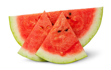 Image showing One piece and two segments of ripe watermelon