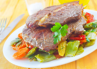 Image showing baked meat with vegetables