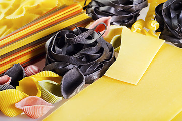 Image showing close up on assortment of uncooked pasta