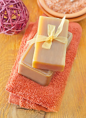 Image showing soap and towels