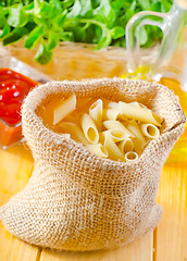 Image showing Close-up of assorted pasta in jute bag