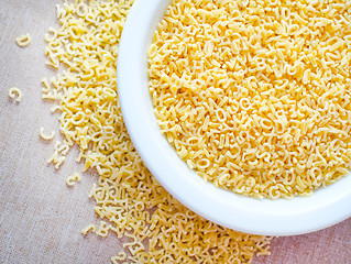 Image showing Pasta - alphabet, raw italian pasta in bowl