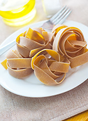 Image showing Close-up of pasta (tagliatelle) on the table