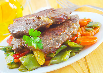 Image showing baked meat with vegetables