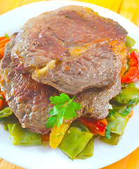 Image showing baked meat with vegetables