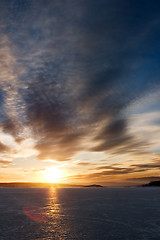 Image showing Sunset on Frozen Lake