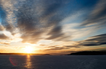 Image showing Sunset on Frozen Lake