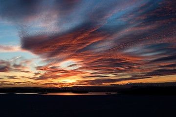 Image showing Winter Fjord Sunset