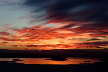 Image showing Winter Fjord Sunset