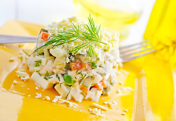 Image showing fresh salad  with chicken and boiled vegetables