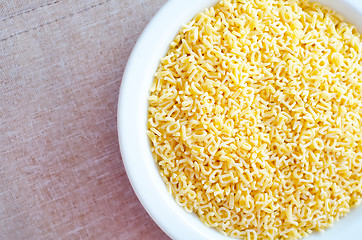 Image showing Pasta - alphabet, raw italian pasta in bowl