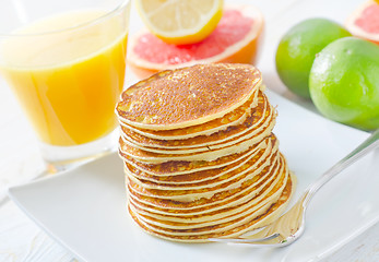 Image showing pancakes with fruit