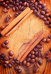 Image showing Frame from coffee beans and cinnamon, coffee beans and cinnamon 