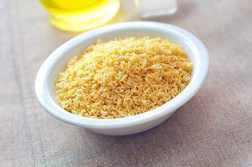 Image showing Pasta - alphabet, raw italian pasta in bowl