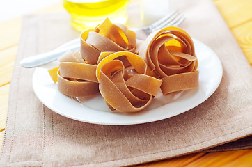 Image showing Close-up of pasta (tagliatelle) on the table