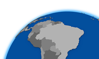 Image showing south America on globe political map