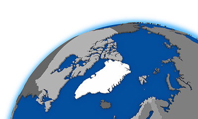 Image showing Arctic north polar region on globe political map