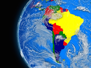 Image showing south american continent on political globe