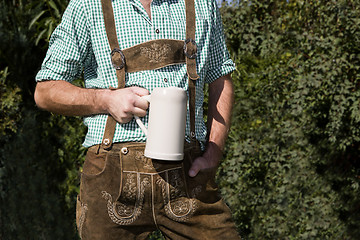 Image showing Bavarian with stone beer mug