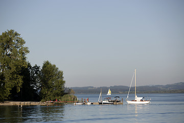 Image showing Boats at the shore of Frauenchiemsee, Bavaria