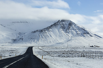 Image showing Impressive snowy volcanic landscape 