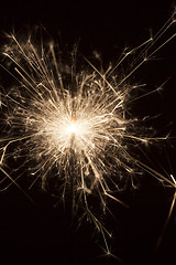 Image showing Burning sparkler on black background