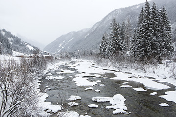 Image showing Winter landscape with foggy weather