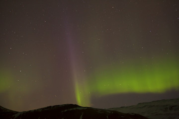 Image showing Different colors of northern lights in Iceland