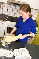 Image showing Female making Fettuccine