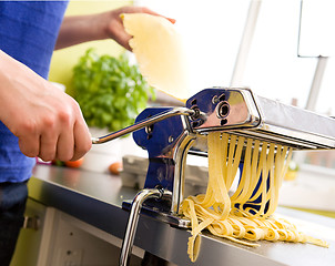 Image showing Homemade Pasta Fettuccine Detail