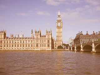 Image showing Retro looking Houses of Parliament in London