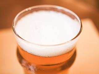 Image showing Retro looking Pint of British ale beer