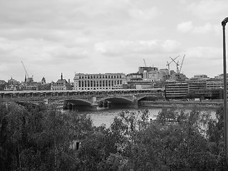 Image showing Black and white Blackfriars bridge in London