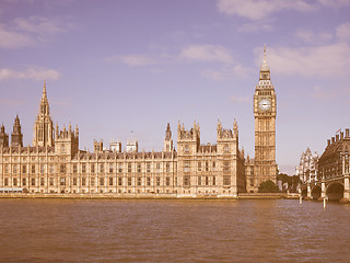 Image showing Retro looking Houses of Parliament in London