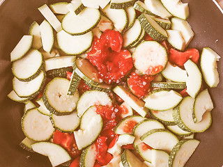 Image showing Retro looking Zucchini with tomato