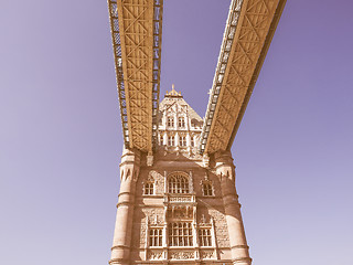 Image showing Retro looking Tower Bridge in London