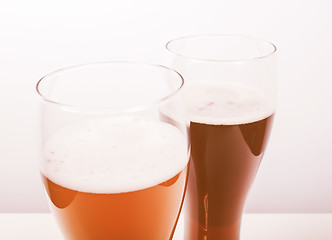 Image showing Retro looking Two glasses of German beer